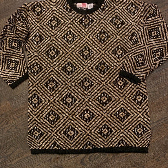 Gold and Black Geometic Sweater/Sweater Dress - Picture 3 of 6